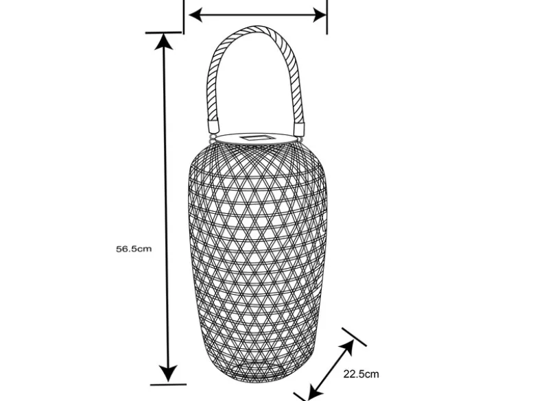 LED Solarlaternen 2er SET hängend aus Bambus Korbgeflecht Höhe 56,5cm