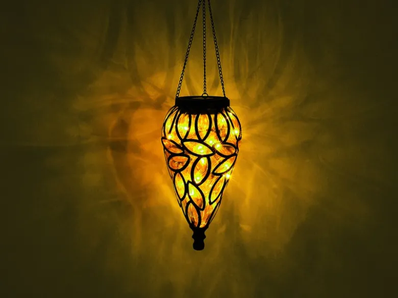 LED Solarlaternen Hängeleuchten 2er Set, Lampenschirm klar, Höhe 50cm