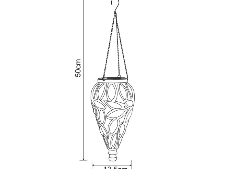 LED Solarlaternen Hängeleuchten 2er Set, Lampenschirm klar, Höhe 50cm