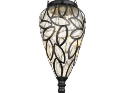 LED Solarlaternen Hängeleuchten 2er Set, Lampenschirm klar, Höhe 50cm