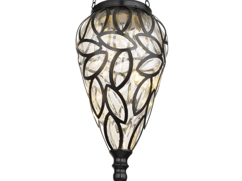 LED Solarlaternen Hängeleuchten 2er Set, Lampenschirm klar, Höhe 50cm