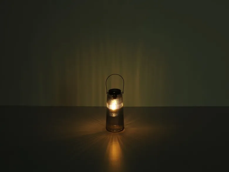 LED Solarlaterne Rauchglas, hängend oder stehend, Höhe 25cm