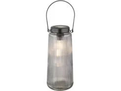 LED Solarlaterne Rauchglas, hängend oder stehend, Höhe 25cm