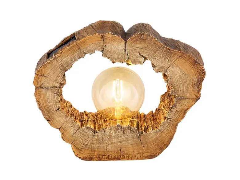LED Solarleuchte in Holzfarben mit Globe Höhe 25,5cm
