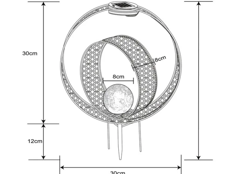 LED Solarleuchte mit Dekorstanzungen in Rostoptik & Crackleglas, Höhe 42cm