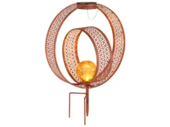 LED Solarleuchte mit Dekorstanzungen in Rostoptik & Crackleglas, Höhe 42cm