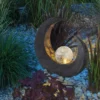 LED Solarleuchte Steinoptik mit Crackle Glaskugel Höhe 30,5cm