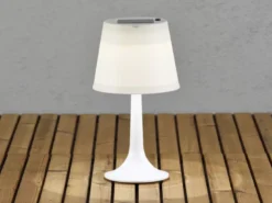 LED Solar Outdoor Tischleuchte ASSISI aus Kunststoff Weiß, Höhe 36cm