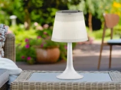 LED Solar Outdoor Tischleuchte ASSISI aus Kunststoff Weiß, Höhe 36cm