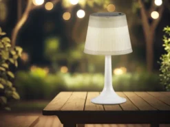 LED Solar Outdoor Tischleuchte ASSISI aus Kunststoff Weiß, Höhe 36cm