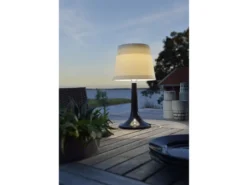 LED Solar Outdoor Tischleuchte ASSISI aus Kunststoff Schwarz, Höhe 36cm