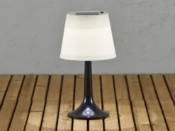 LED Solar Outdoor Tischleuchte ASSISI aus Kunststoff Schwarz, Höhe 36cm