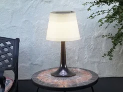 LED Solar Outdoor Tischleuchte ASSISI aus Kunststoff Schwarz, Höhe 36cm