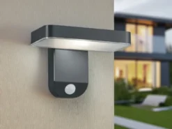 LED Solar Wandleuchte Außenleuchte ESQUEL mit Bewegungsmelder in Anthrazit