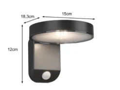 LED Solar Wandleuchte Außenleuchte POSADAS mit Bewegungsmelder in Anthrazit