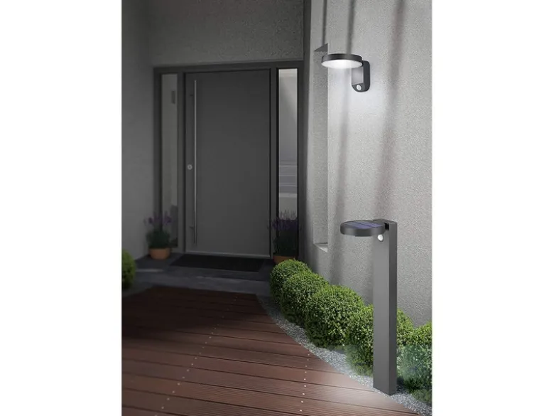 LED Solar Wandleuchte Außenleuchte POSADAS mit Bewegungsmelder in Anthrazit