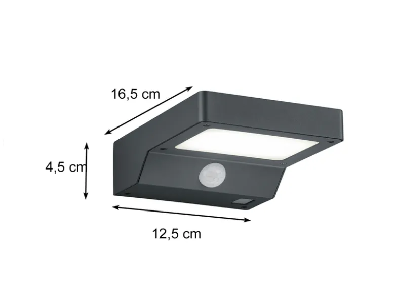 LED Solar Wandleuchte Außenleuchte 2er Set mit Bewegungsmelder Anthrazit
