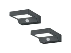 LED Solar Wandleuchte Außenleuchte 2er Set mit Bewegungsmelder Anthrazit