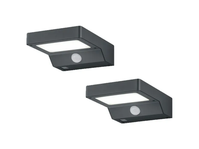 LED Solar Wandleuchte Außenleuchte 2er Set mit Bewegungsmelder Anthrazit