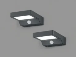 LED Solar Wandleuchte Außenleuchte 2er Set mit Bewegungsmelder Anthrazit