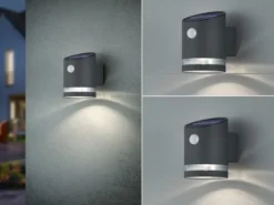LED Solar Wandleuchte 2er Set Außenleuchte mit Bewegungsmelder Anthrazit