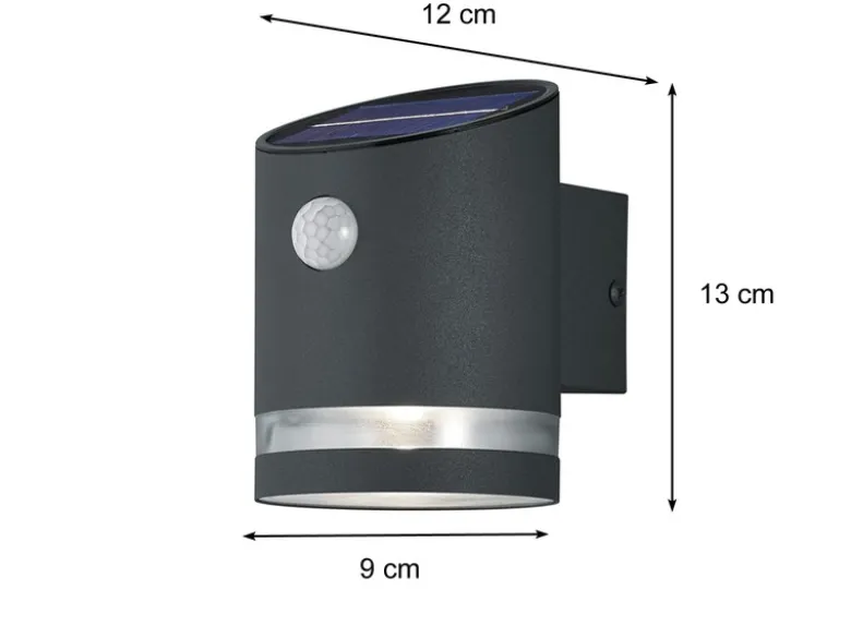 LED Solar Wandleuchte 2er Set Außenleuchte mit Bewegungsmelder Anthrazit