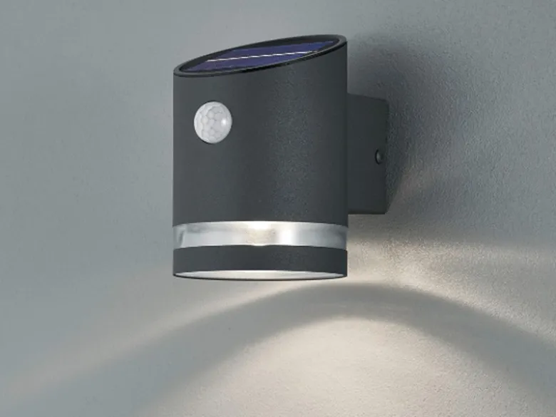 LED Solar Wandleuchte 2er Set Außenleuchte mit Bewegungsmelder Anthrazit