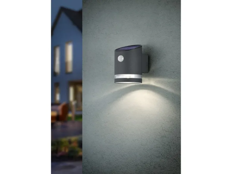 LED Solar Wandleuchte 2er Set Außenleuchte mit Bewegungsmelder Anthrazit