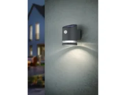 LED Solar Wandleuchte 2er Set Außenleuchte mit Bewegungsmelder Silber matt