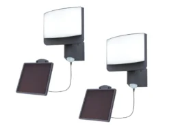 LED Solar Wandleuchte 2er SET mit Bewegungsmelder IP54, Breite 18cm