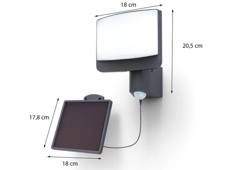 LED Solar Wandleuchte 2er SET mit Bewegungsmelder IP54, Breite 18cm