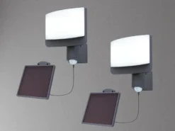 LED Solar Wandleuchte 2er SET mit Bewegungsmelder IP54, Breite 18cm