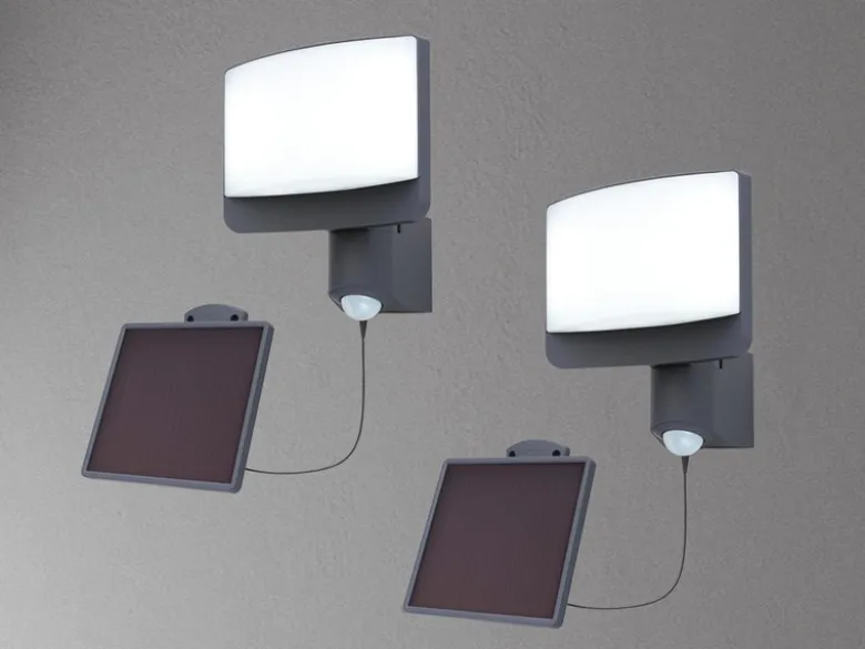 LED Solar Wandleuchte 2er SET mit Bewegungsmelder IP54, Breite 18cm