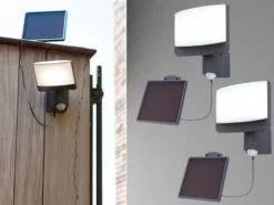 LED Solar Wandleuchte 2er SET mit Bewegungsmelder IP54, Breite 18cm