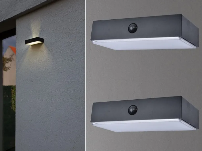 LED Solar Wandleuchte 2er SET Up and Down, Bewegungsmelder, per App steuerbar