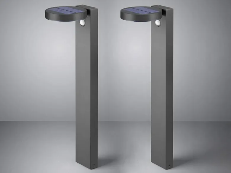 LED Solar Wegeleuchte 2er Set Außenleuchten mit Bewegungsmelder in Anthrazit
