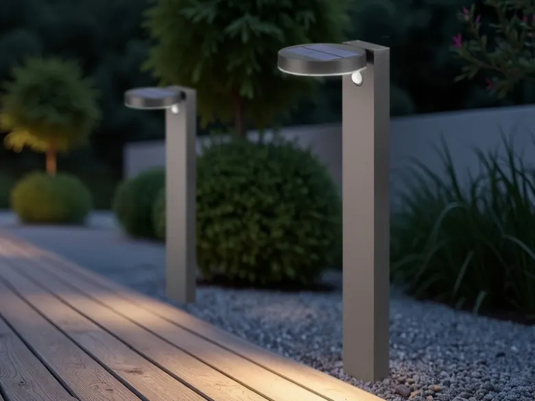 LED Solar Wegeleuchte 2er Set Außenleuchten mit Bewegungsmelder in Anthrazit