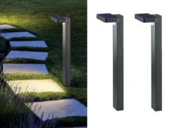 LED Solar Wegeleuchten 2er Set Außenleuchte mit Bewegungsmelder in Anthrazit