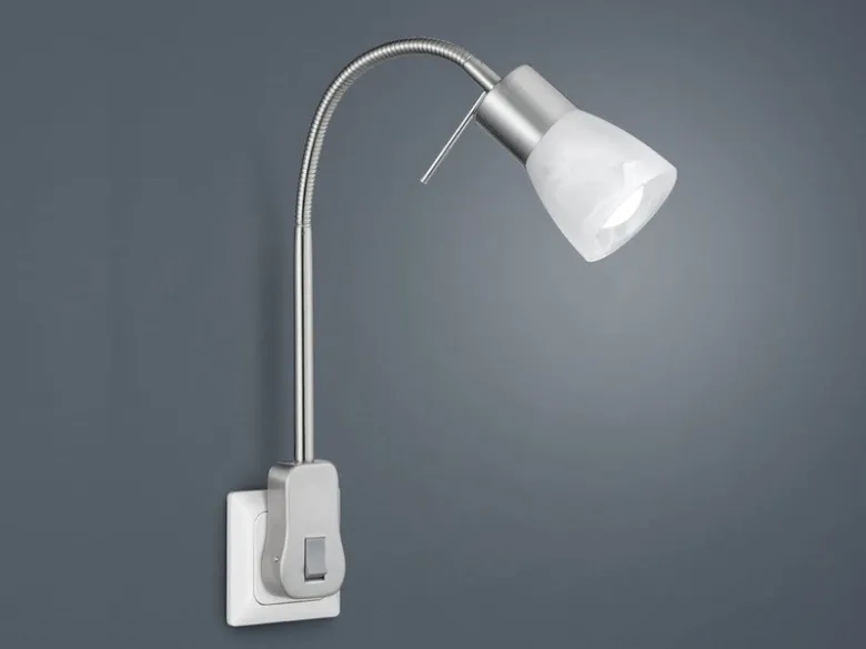 LED Steckerspot LEVISTO mit Schalter und Flexarm, Silber Höhe 40cm