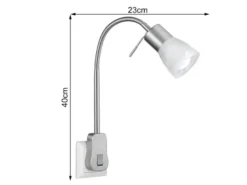 LED Steckerspot LEVISTO mit Schalter und Flexarm, Silber Höhe 40cm