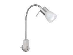 LED Steckerspot LEVISTO mit Schalter und Flexarm, Silber Höhe 40cm