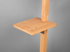 LED Stehlampe aus Holz mit Ablagen & Metallschirm Silber antik, Höhe 165cm