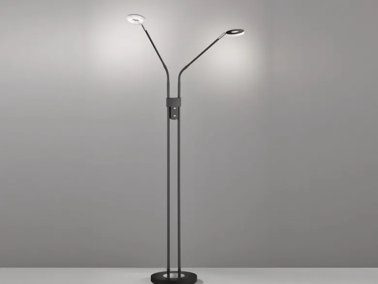 LED Stehlampe DENT Schwarz 2-flammig mit Dimmer, Höhe 150cm