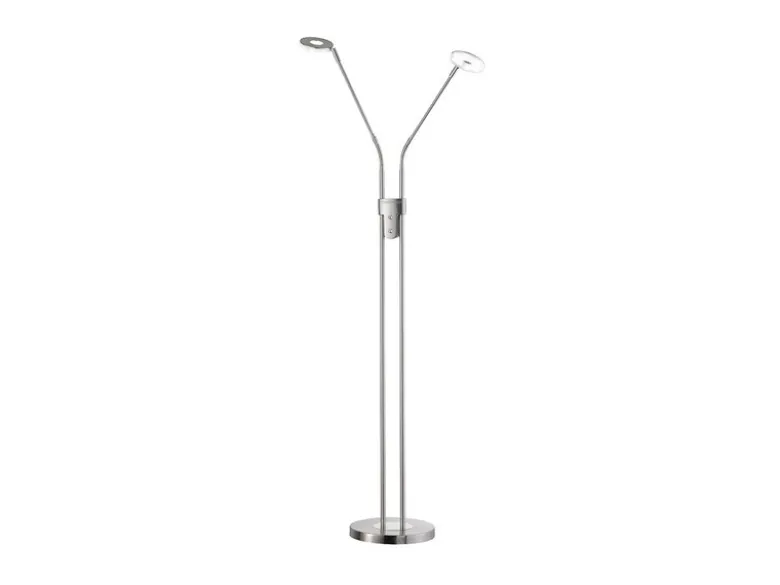 LED Stehlampe DENT Silber 2-flammig mit Dimmer, Höhe 150cm
