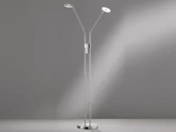 LED Stehlampe DENT Silber 2-flammig mit Dimmer, Höhe 150cm