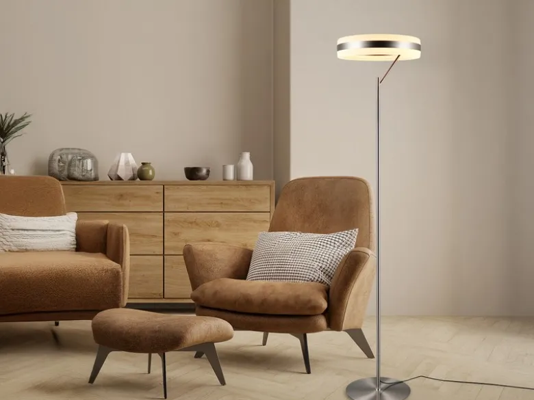 LED Stehlampe DIOS dimmbar, Lichttemperatur einstellbar, Silber, Höhe 180cm