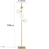 LED Stehlampe 4-flammig Gold mit Glaskugeln in Opalweiß, Höhe 150cm