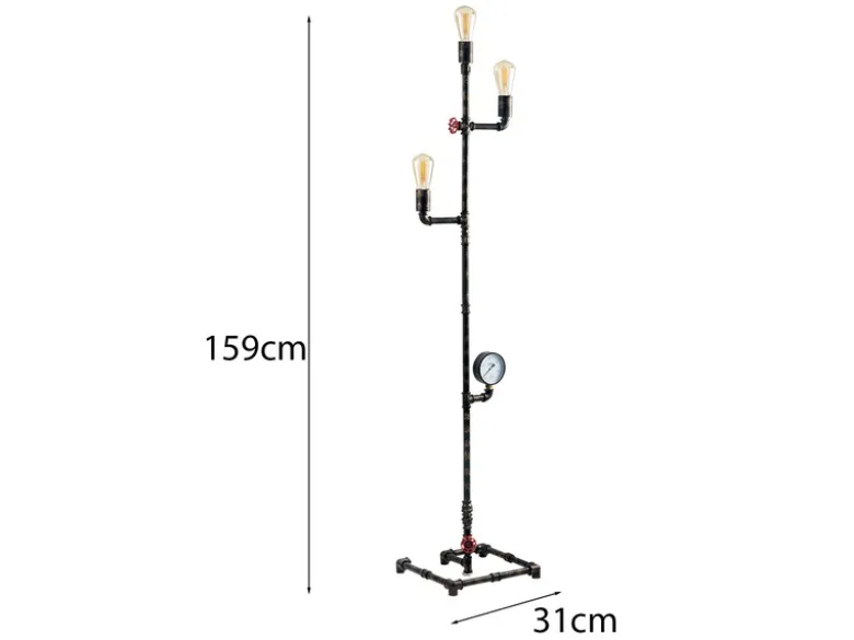 LED Stehlampe 3-flammig in Wasserrohr Optik Rost, Höhe 159cm