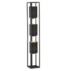 LED Stehlampe 3-flammig Schwarz Stoffschirme innen Gold, Höhe 130cm