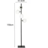 LED Stehlampe 4-flammig Schwarz mit Glaskugeln in Opalweiß, Höhe 150cm